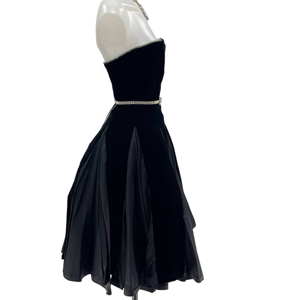 Vintage Black Velvet Cocktail Party Dress: Size S - Picture 3 of 5